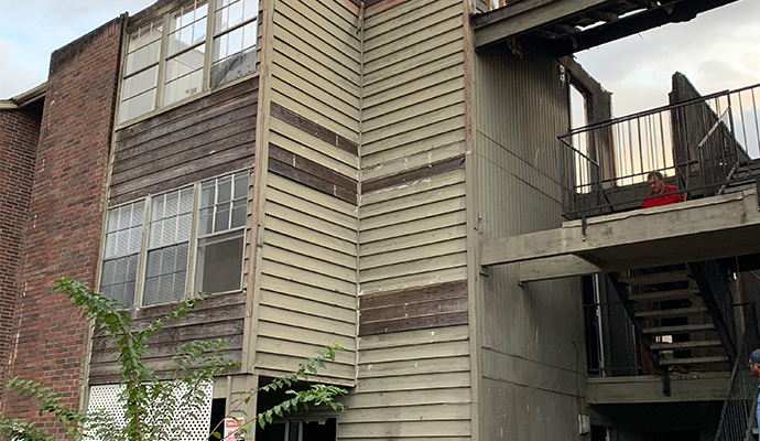 Damaged multifamily building