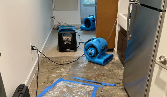 water damage restoration with equipment