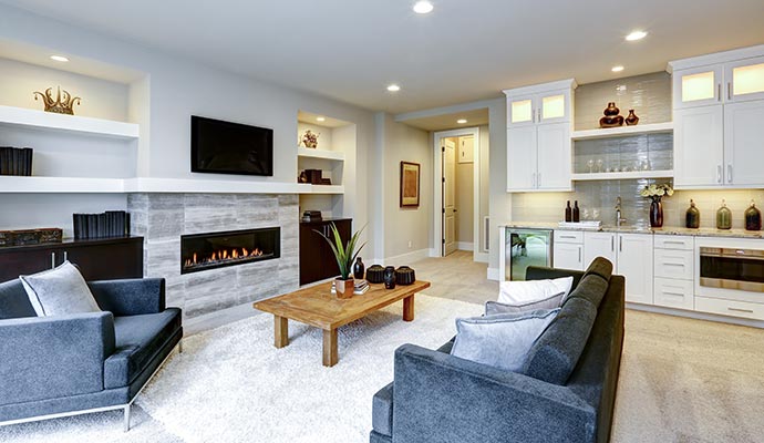 a living area with clean and tidy furniture