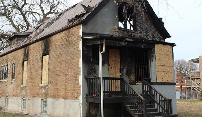 Fire damaged house need board-up service